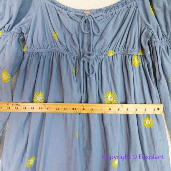 New! Free People Emory Embroidered Sun Midi‎ Dress blue, size S - Picture 9 of 16